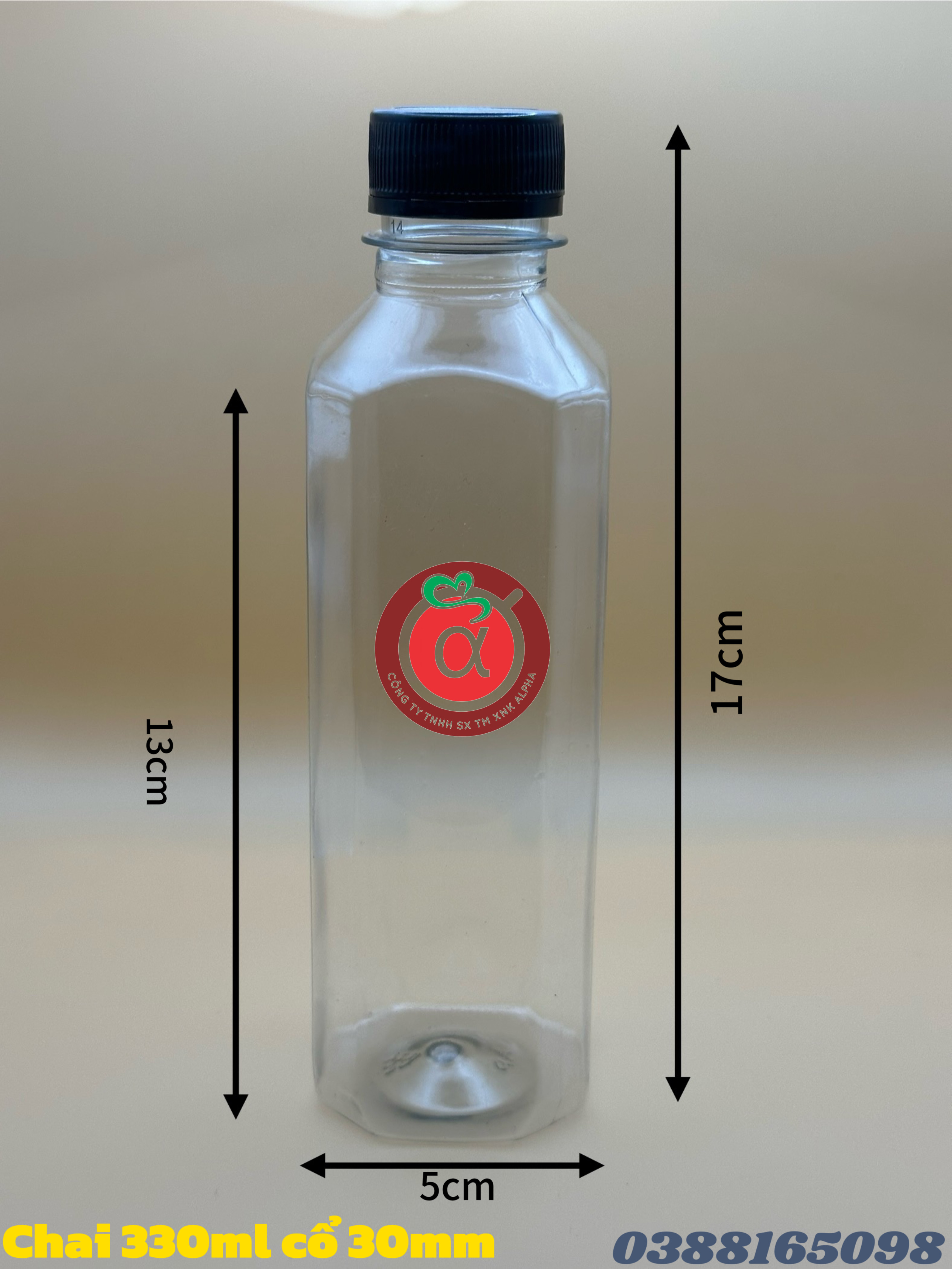 Chai nhựa PET 330ml vuông